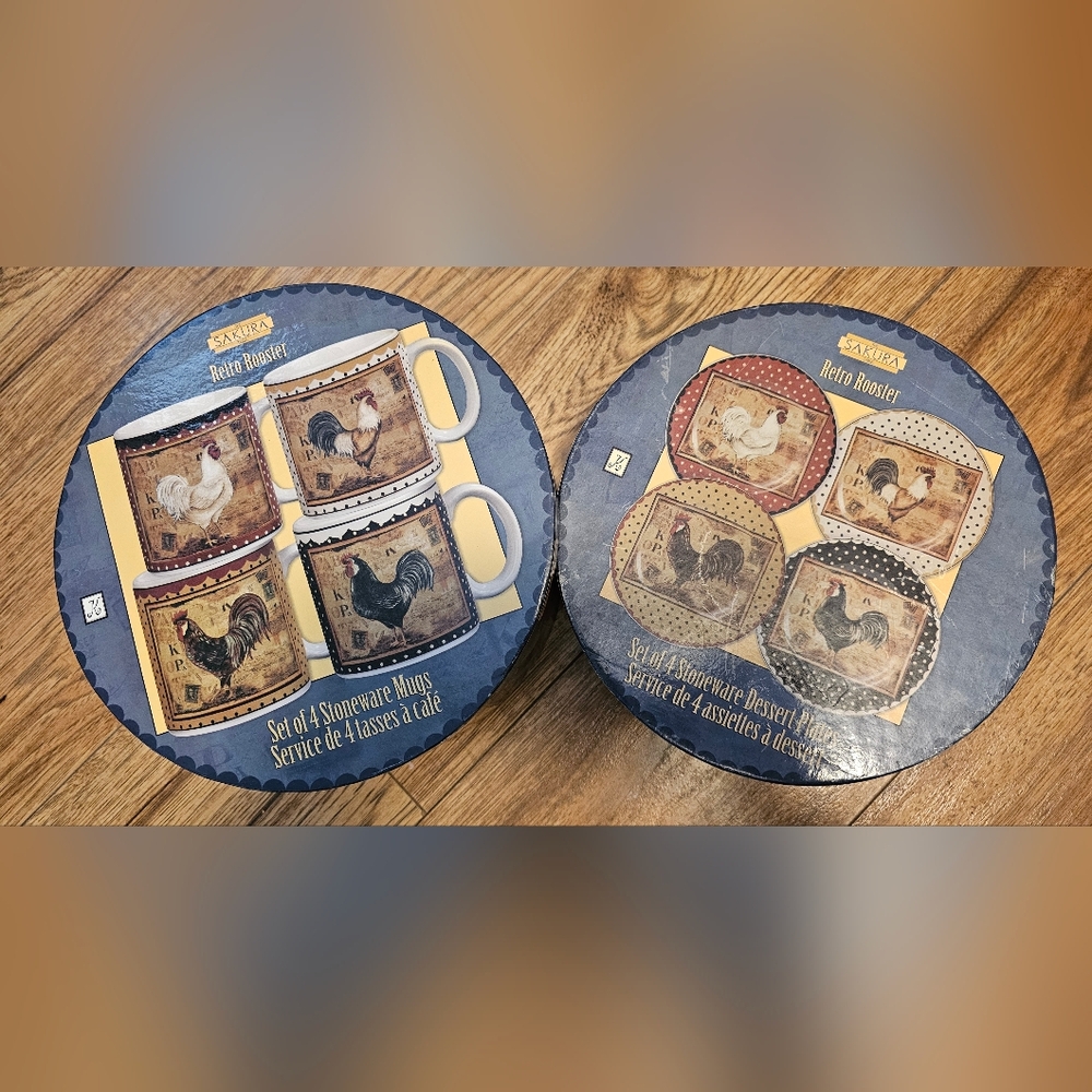 Sakura Retro Rooster Mug And Plate Set